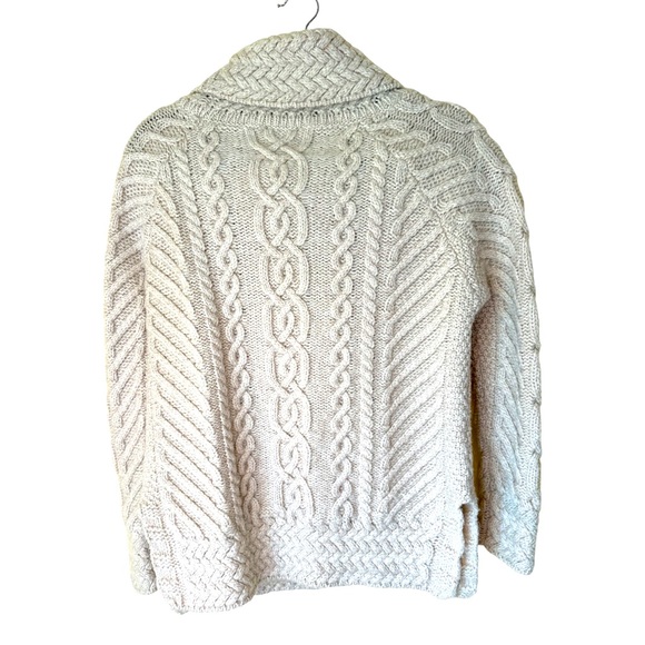 Saol Merino Wool Sweater Cream Tan Long Sleeve Unique Cable Knit - Picture 2 of 6